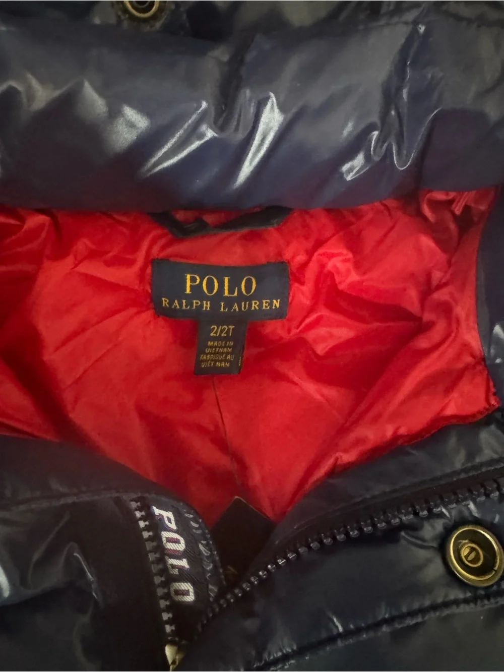 Ralph Lauren Shiny Navy Hooded Puffer Jacket for Kids